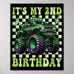 2e verjaardag Monstertruck 2 jaar oude jongens 2e Poster
