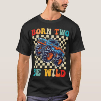 2e verjaardag Monstertruck Geboren om Wild 2 Jaar T-shirt