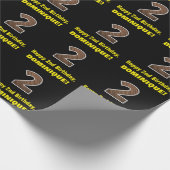 2e verjaardag: Naam & Faux Hout Grain Pattern "2" Cadeaupapier (Hoek)