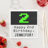 2e verjaardag - Nerdy / Geeky Style "2" en naam Servet (Insitu)