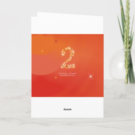 2e verjaardag - nummer 2 in sterren - rood - leeft kaart (Achterkant)