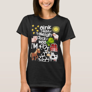 2e verjaardag Oink Baa Neigh Cluck Moo Ik ben 2 Bo T-shirt