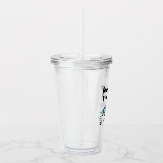 2e verjaardag opgroeien twee snelle blauwe raceaut acryl drinkbeker (Rechts)