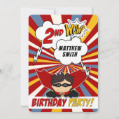 2e verjaardag Party Superhero Red Comic voor jonge Kaart (Voorkant)
