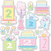 2e verjaardag  pasteltaarten en Cadeaus Sticker (Voorkant)