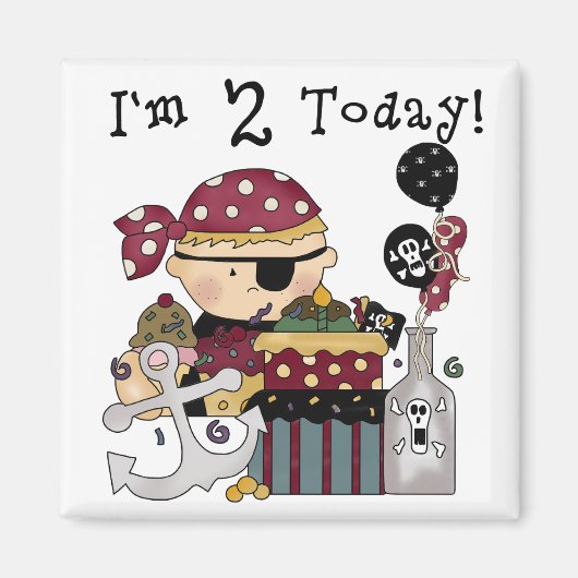 2e verjaardag Pirate Tshirts en geschenken Magneet (Voorkant)