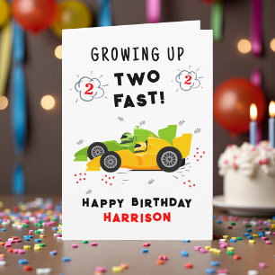 2e verjaardag raceauto's opgroeien gaat snel kaart