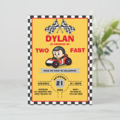 2e verjaardag racer auto's uitnodiging (Staand voorkant)