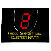 2e verjaardag: Red Digital Clock Style "2" + naam Groot Cadeauzakje (Voorkant)