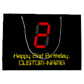 2e verjaardag: Red Digital Clock Style "2" + naam Groot Cadeauzakje (Achterkant)