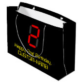 2e verjaardag: Red Digital Clock Style "2" + naam Groot Cadeauzakje (Achterkant Gekanteld)