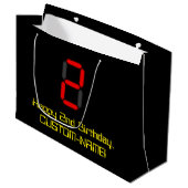 2e verjaardag: Red Digital Clock Style "2" + naam Groot Cadeauzakje (Voorkant Gekanteld)