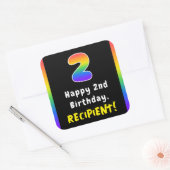 2e verjaardag: Regenboogspectrum # 2, Aangepaste n Vierkante Sticker (Envelop)