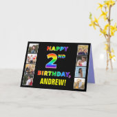 2e verjaardag: regenboogtekst, aangepaste foto's & kaart (Gele Bloem)
