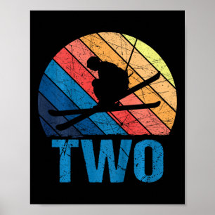 2e Verjaardag Retro Skiën 2 Jaar Oude Jongens Meis Poster