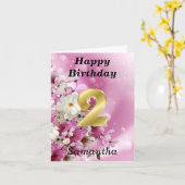 2e verjaardag Roze bloemmeisje Kaart (Gele Bloem)