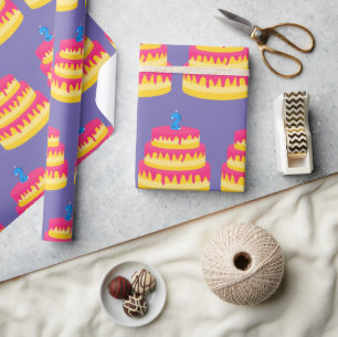 2e verjaardag Roze Cake Cadeaupapier