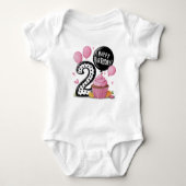 2e verjaardag Roze Cupcake  Romper (Voorkant)