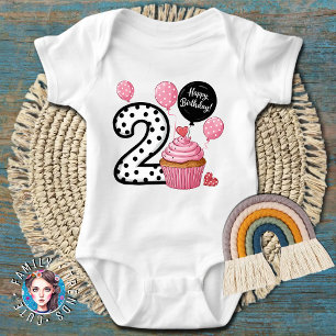 2e verjaardag Roze Cupcake Romper