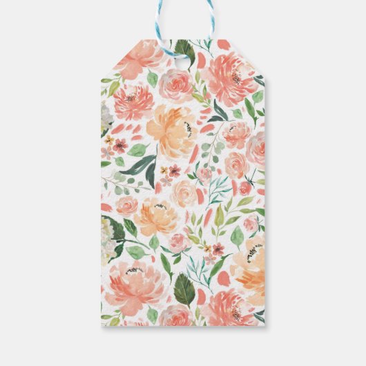 2e Verjaardag Roze Gouden Bloemen Krans Labels Cadeaulabel (Achterkant)