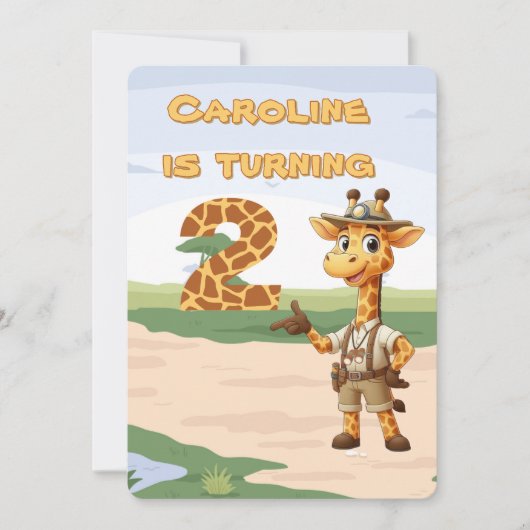 2e verjaardag Schattigee Explorer Giraffe op safar Kaart (Voorkant)