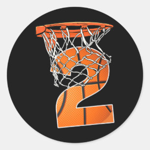 2e verjaardag sport 2 jaar oud basketbal 2 jongens ronde sticker