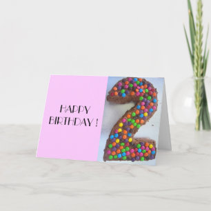 2e verjaardag taart roze kaart