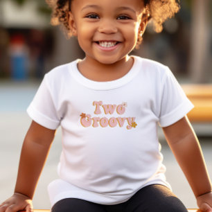 2e verjaardag Twee Groovy Retro Floral Kinder Shirts