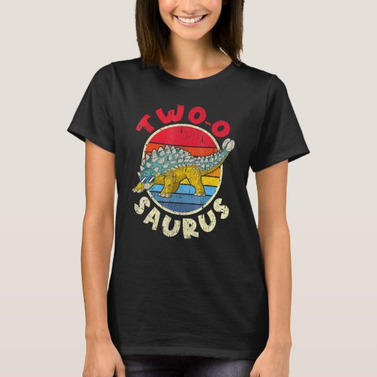 2e verjaardag twee o saurus i ankylosaurus i famil t-shirt (Voorkant)