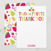 2e verjaardag twee-tti Frutti dank u gepersonalise Bedankkaart (Voorkant / Achterkant)