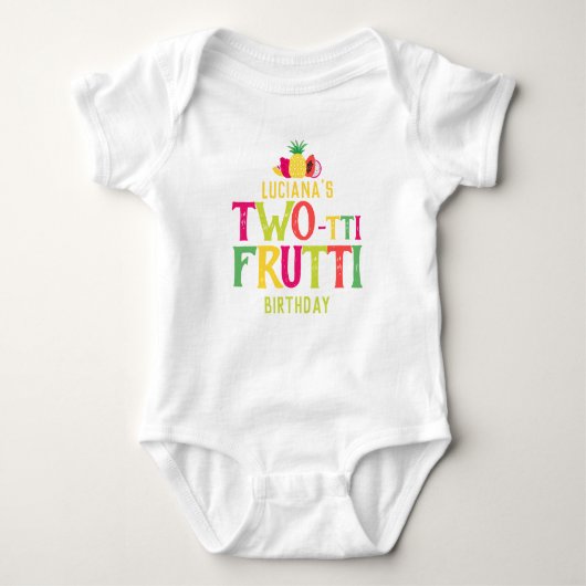 2e verjaardag Two-tti Frutti Fruit gepersonaliseer Romper (Voorkant)