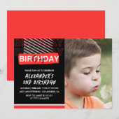 2e verjaardag uitnodigingen jongen Party Foto Rood (Voorkant / Achterkant)