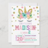 2E VERJAARDAG UNICORN INVITATION SJABLOON KAART (Voorkant)