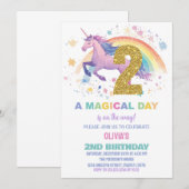 2e verjaardag van de eenhoorn uitnodigingen (Voorkant / Achterkant)