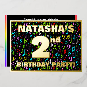 2e verjaardag van de partij Fun, Colorful Music Sy Folie Uitnodiging