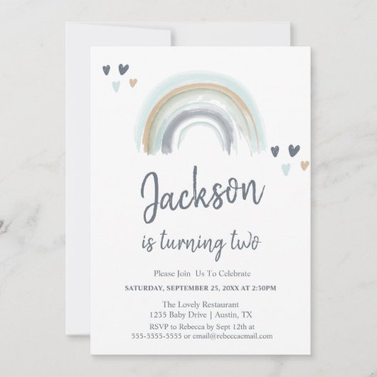 2e verjaardag van de uitnodiging van de blauwe Boh (Voorkant)