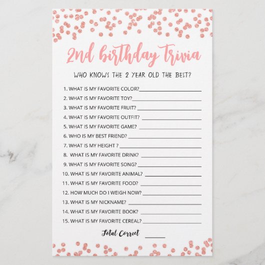 2e verjaardag van Trivia editable game (Voorkant)
