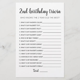 2e verjaardag van Trivia editable game
