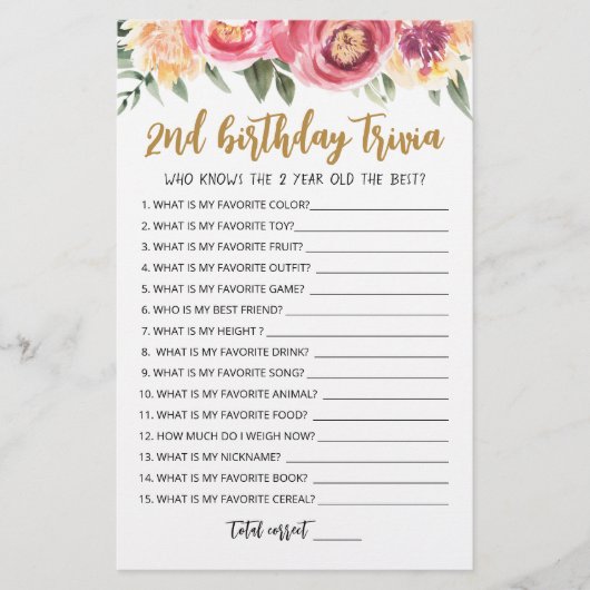 2e verjaardag van Trivia editable game (Voorkant)