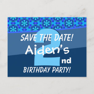 2e verjaardag voor jongen Save the Date Blue V07A Aankondigingskaart