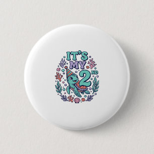 2e verjaardag Zeeschildpad Vintage graveerontwerp_ Ronde Button 5,7 Cm