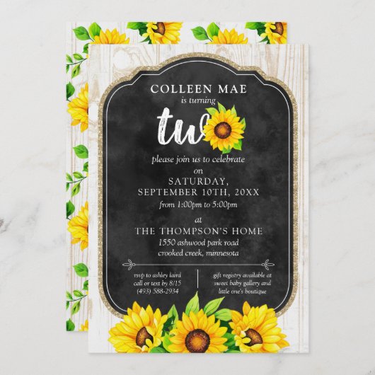 2e verjaardag Zonnebloem & Rustige Boerderij Kaart (Voorkant / Achterkant)