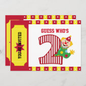 2e verjaardag zwaaien circus clown uitnodiging (Voorkant / Achterkant)