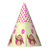 2e verjaardagsaap kinder roze crème feesthoedjes (Achterkant)