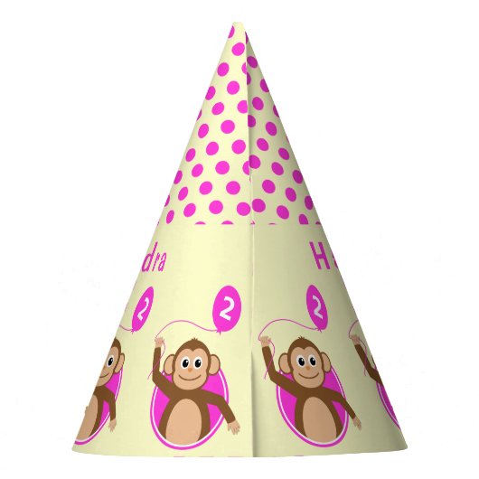 2e verjaardagsaap kinder roze crème feesthoedjes (Achterkant)