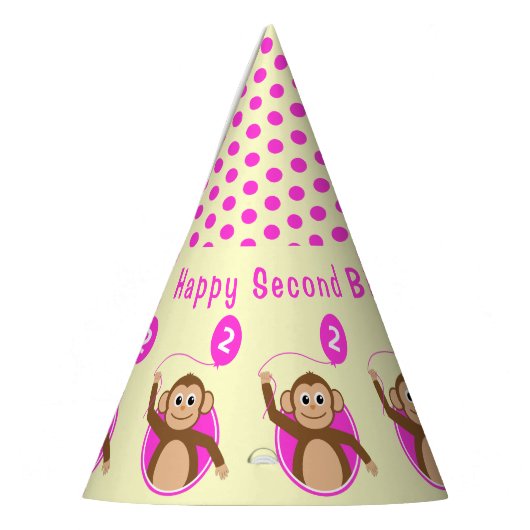 2e verjaardagsaap kinder roze crème feesthoedjes (Links)