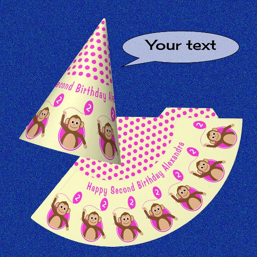 2e verjaardagsaap kinder roze crème feesthoedjes