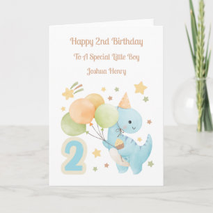2e verjaardagsballon Dino Verjaardag Jongen Kaart
