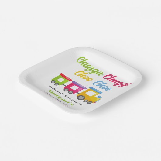 2e verjaardagsfeest Chugga Choo Kleurrijke trein Papieren Bordje (Gebogen)