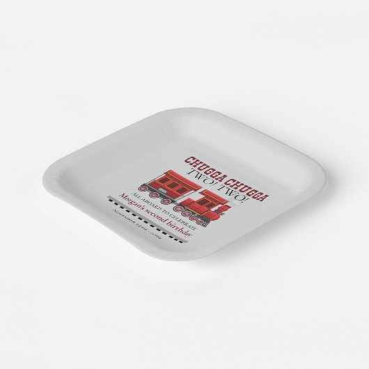 2e Verjaardagsfeest Schattigee Rode Westerne Trein Papieren Bordje (Gebogen)